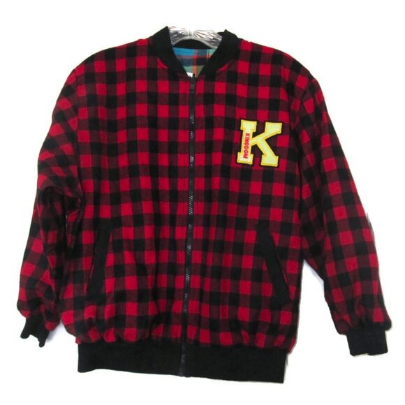 1990s vintage boys reversible red black blue plaid jacket size xxxl extra large - Picture 4 of 6